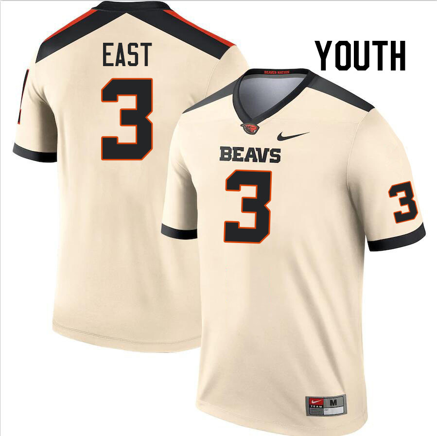 Youth #3 Jamai East Oregon State Beavers College Football Jerseys Stitched-Cream